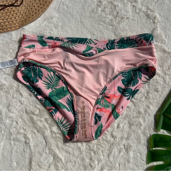 Old Navy High Waisted Cross Front Pink Flamingo Bikini Bottom NWOT - Picture 4 of 7